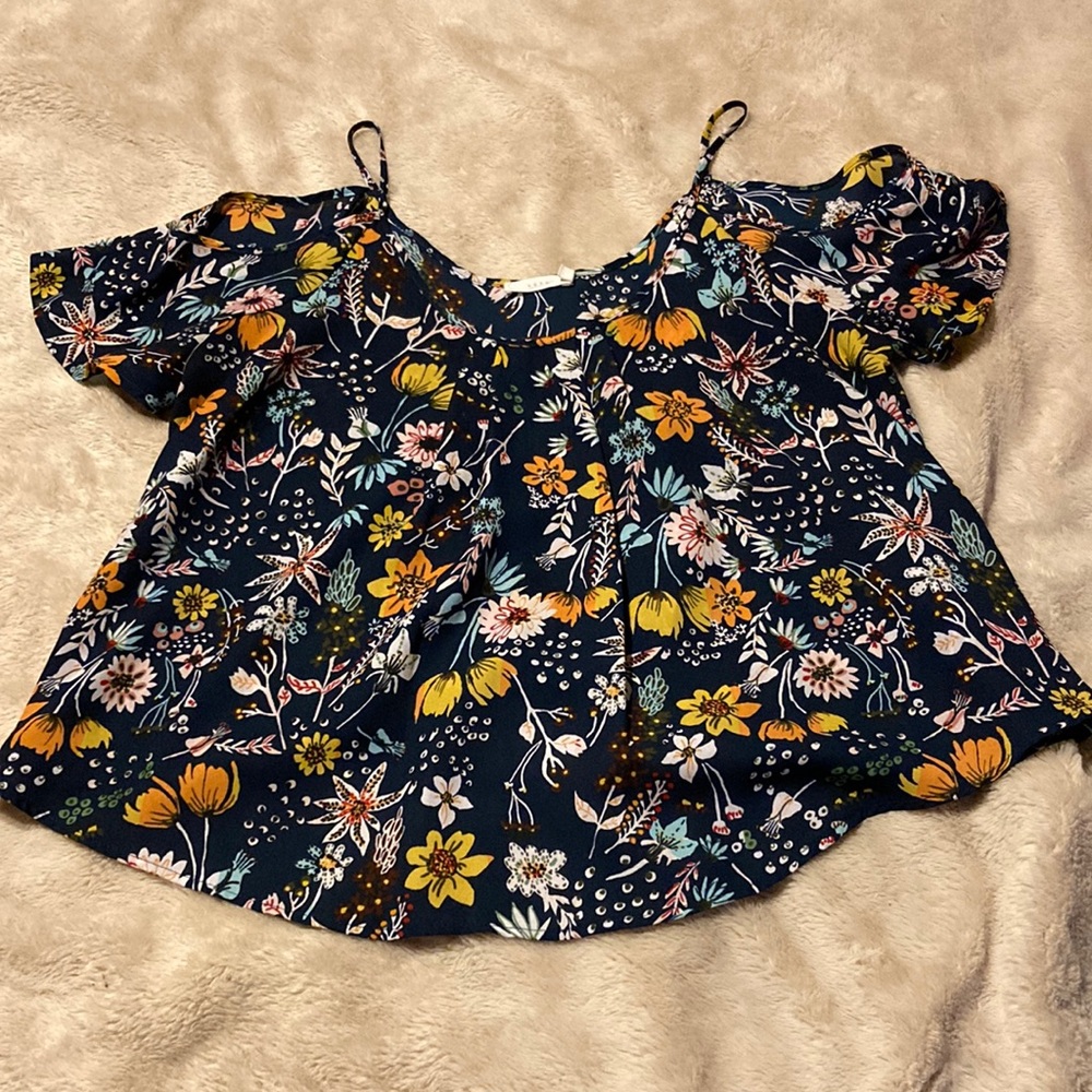 Lush Floral Cold Shoulder Blouse
